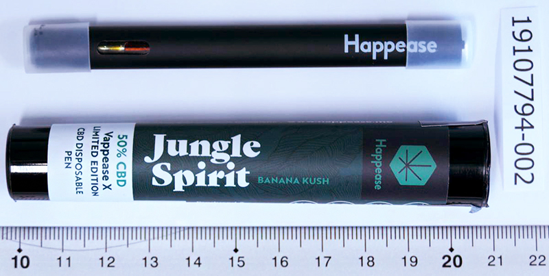 Imagen oficial de Single-use electronic cigarette ; Happease ; Jungle Spirit Banana Kush publicada por OECD