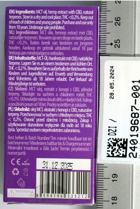 Imagen oficial de Electronic cigarette ; EUPHORIA ; CBD CARTRIDGE with Hemp Extract BEDTIME publicada por OECD 3