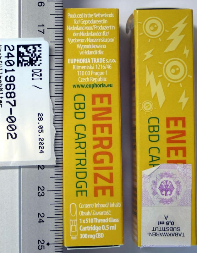 Imagen oficial de Electronic cigarette cartridge ; EUPHORIA ; CBD CARTRIDGE with Hemp Extract ENERGIZE publicada por OECD 3