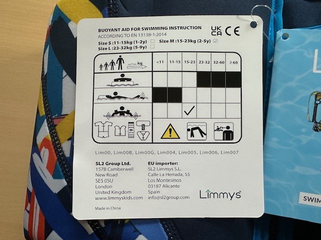 Imagen oficial de Swim vest ; Limmys ; Buoyant aids for swimming instruction publicada por OECD 4