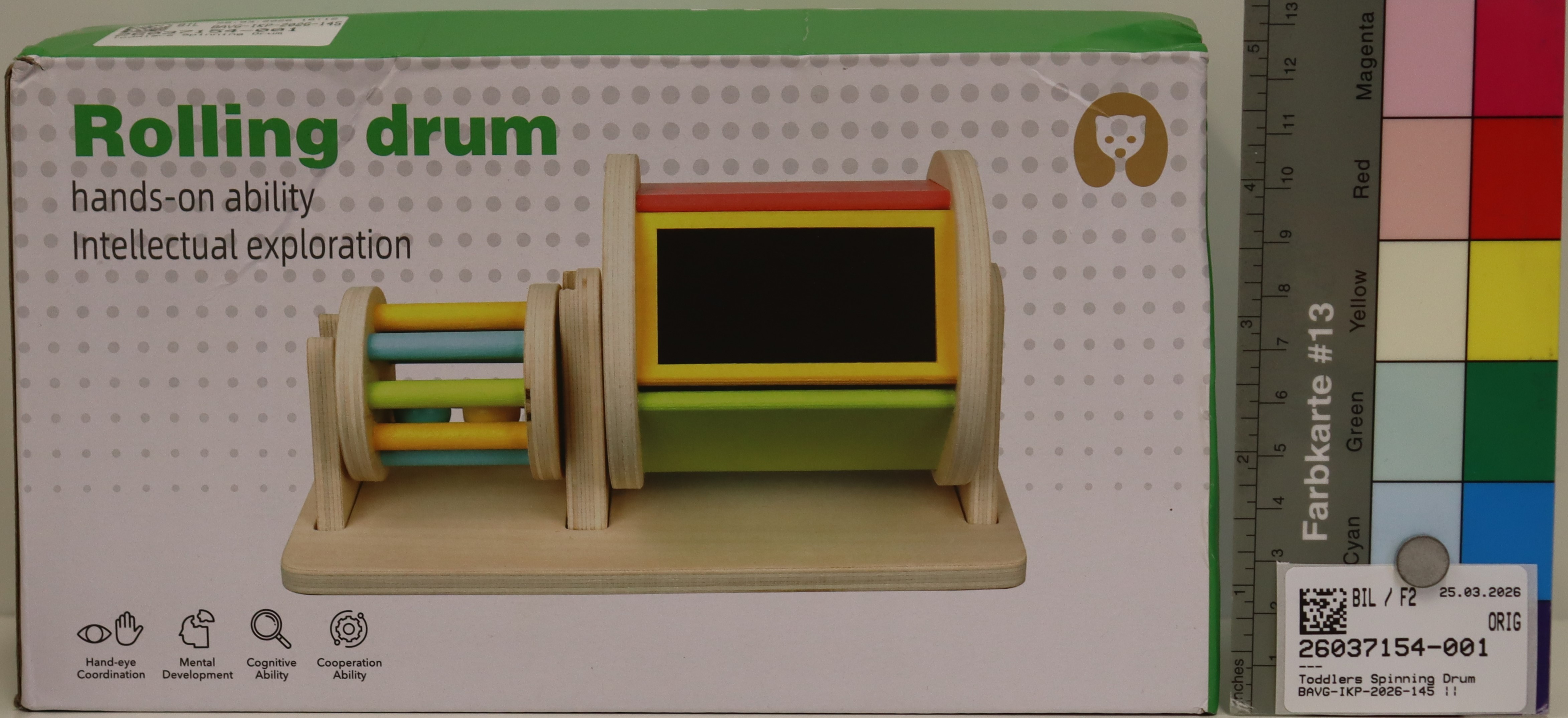 Imagen oficial de Wooden toy set ; Unknown ; Rolling Drum publicada por OECD