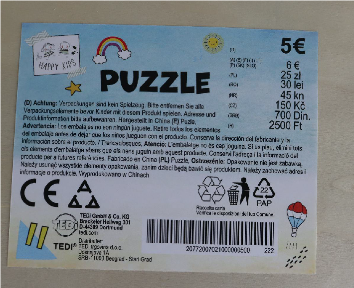 Imagen oficial de Wooden puzzle ; TEDi Happy Kids ; Puzzle publicada por OECD 2