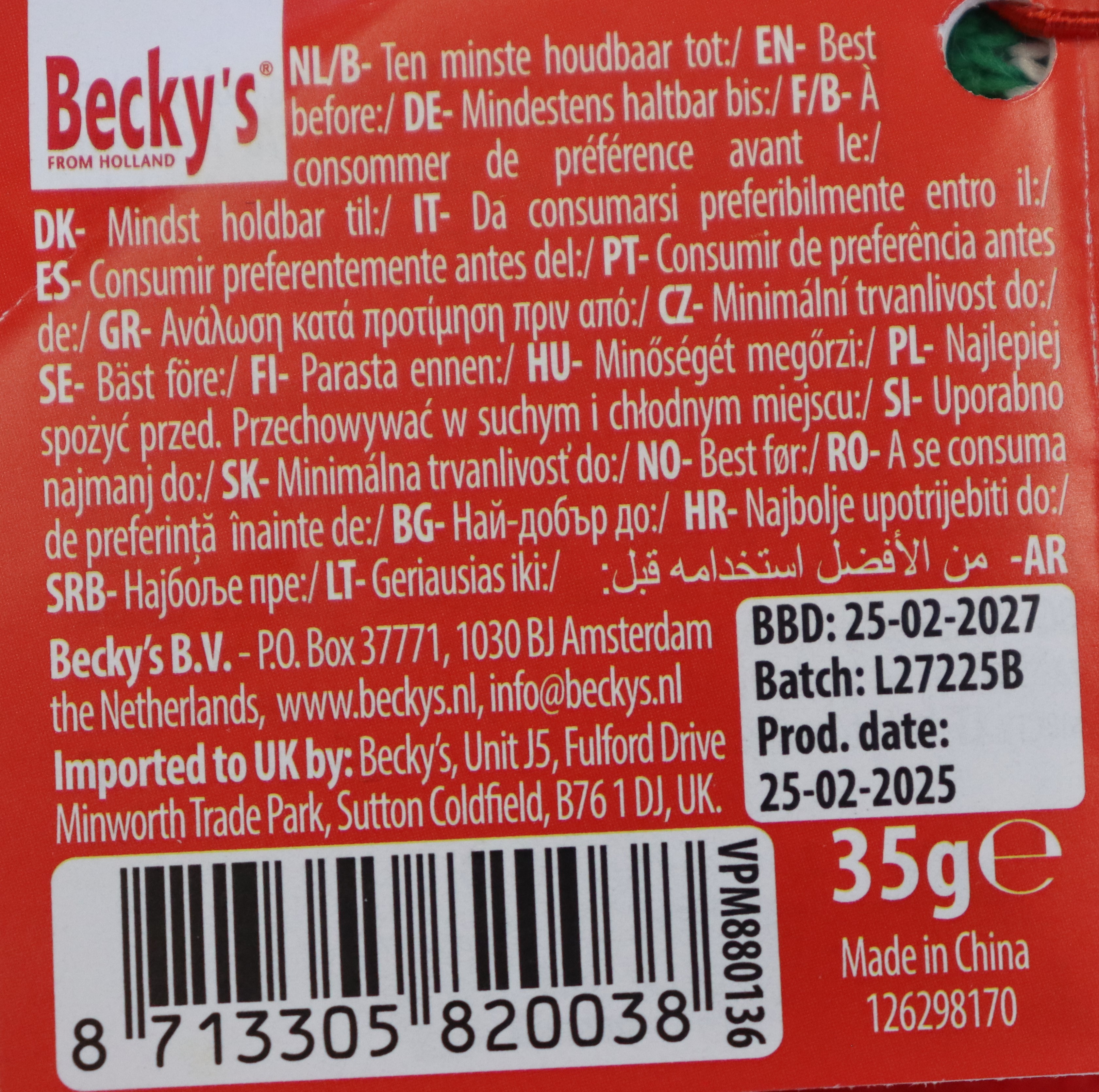 Imagen oficial de Soft toy ; Becky´s ® ; Elf mit Kugel aus dunkler Schokolade gefüllt mit Schaumzuckerware publicada por OECD 3