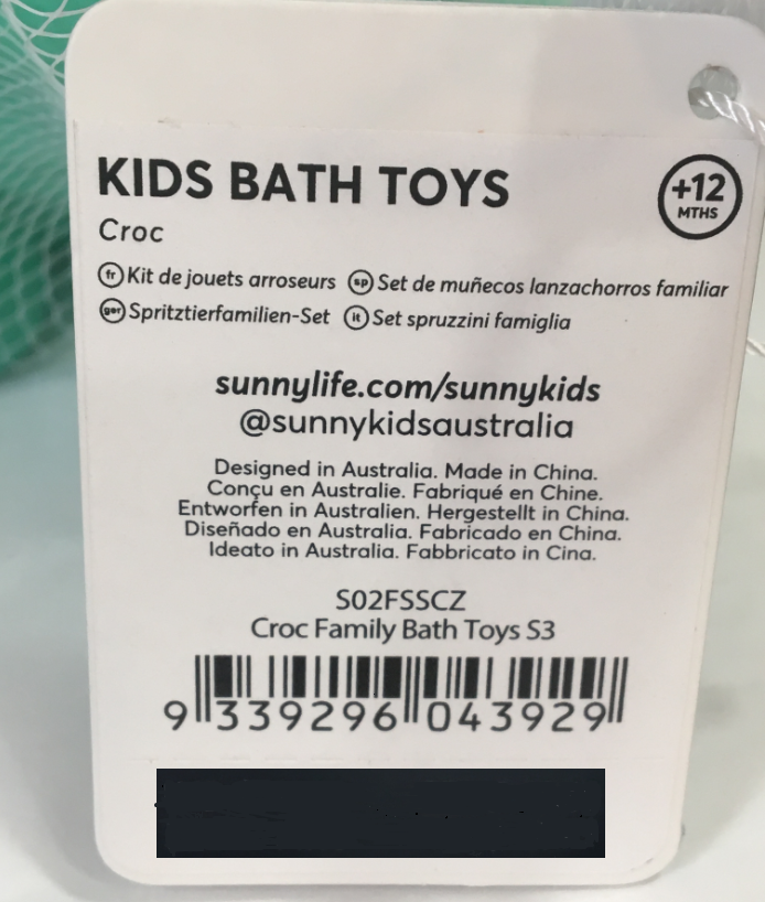 Imagen oficial de Croc Family Bath Toys publicada por OECD 2