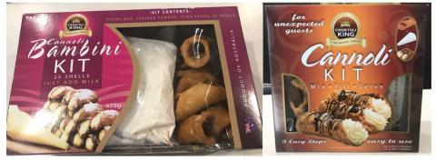 Imagen oficial de Cannoli Bambini Kit 475g, Cannoli Kit 305g, Cannoli Shells 10 pieces 180g and Cannoli Bambini 12 pieces 90g - extended recall publicada por OECD