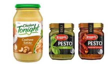 Imagen oficial de Leggo's Basil Pesto 190g, Leggo's Sundried Tomato Pesto 190g and Chicken Tonight Cashew Satay Cooking Sauce 500g publicada por OECD