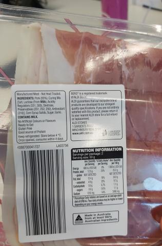 Imagen oficial de Berg Deli Prosciutto Sliced 100g publicada por OECD 2