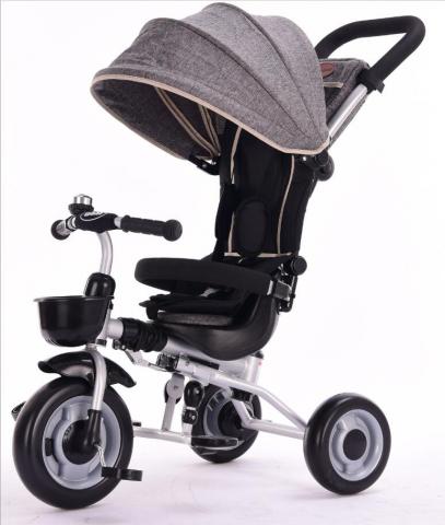 Imagen oficial de Deluxe Foldable Kids Tricycle Baby Toddler Bike Trike with Canopy Parent Push and Premium Foldable Kids Trike Babys Toddler Tricycle Bike Canopy Parent Push Brake publicada por OECD