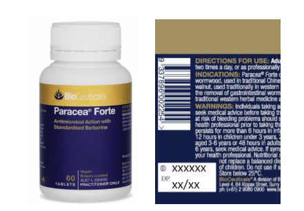 Imagen oficial de BioCeuticals Paracea Forte (60) publicada por OECD
