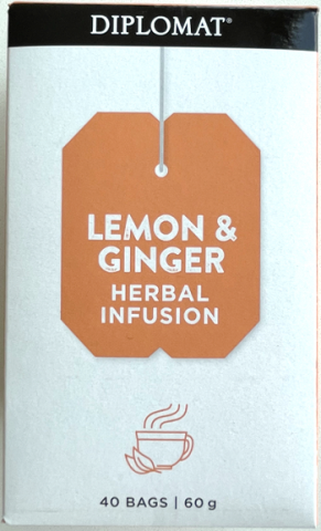 Imagen oficial de Diplomat Lemon and Ginger Herbal Infusion 60g (40 bags) publicada por OECD