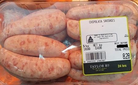 Imagen oficial de Taylor Rd IGA Pork Chipolatas 500g (approximately) publicada por OECD