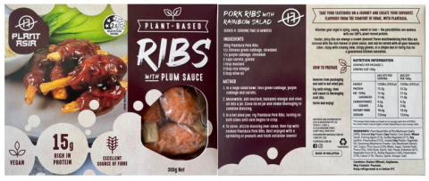 Imagen oficial de Plant Asia Vegan Ribs with Plum Sauce 300g publicada por OECD