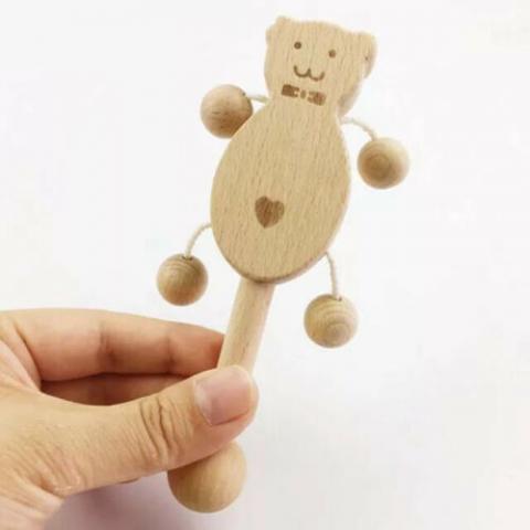 Imagen oficial de Montessori Newborn Baby Wooden Toys Gift Car Rattle Teether Set Neutral Learning publicada por OECD