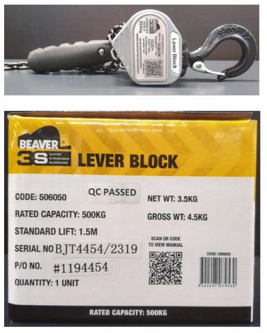 Imagen oficial de Lever Block Beaver 3S 1.5M Aluminium Gunmetal - 250kg and 500kg publicada por OECD 2