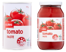 Imagen oficial de Coles Tomato Paste 170g and 500g publicada por OECD