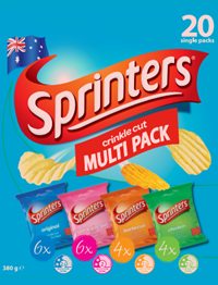 Imagen oficial de Sprinters Crinkle Cut Multi Pack Chips 380g with 20 Single Packets publicada por OECD
