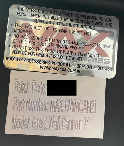 Imagen oficial de MAX 4x4 Accessories Bull Bar to suit the GWM Cannon MAX-GWMCAN21 publicada por OECD 3