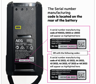Imagen oficial de AEG 58V 8Ah Ultimate HD Battery # A58BAT18 and the AEG 58V 4Ah Ultimate Battery # A58BAT14 publicada por OECD 2