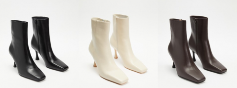 Imagen oficial de AERE Square Toe Leather Ankle Boots in brown, black and beige publicada por OECD