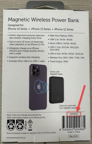 Imagen oficial de 10000mAh 20W USB-A & USB-C magnetic wireless power bank publicada por OECD 4