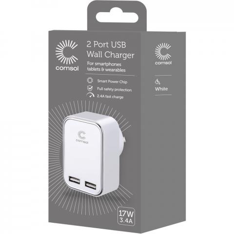 Imagen oficial de Comsol dual port USB wall charger 3.4A/17W - sold at Officeworks publicada por OECD 2