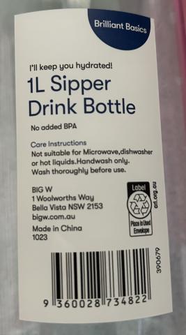 Imagen oficial de Brilliant Basics 1L Sipper Drink Bottle publicada por OECD 3