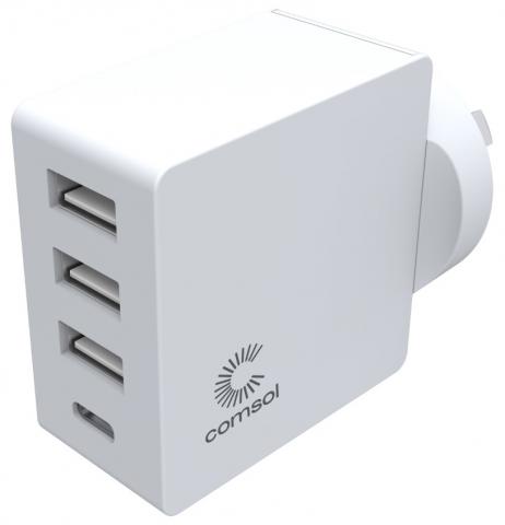 Imagen oficial de Comsol 4 Port USB Wall Charger with USB-C 24W White - sold at Officeworks publicada por OECD