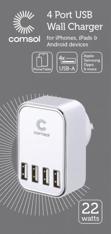 Imagen oficial de Comsol 4 Port USB Wall Charger 4.5A - sold at Officeworks publicada por OECD 3