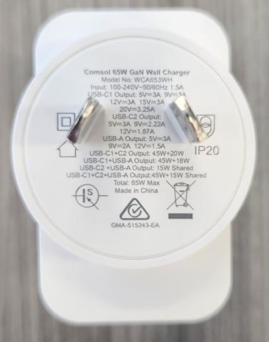Imagen oficial de Comsol 65W 3 Port USB-A/USB-C Laptop GaN Wall Charger - sold at Officeworks publicada por OECD 2