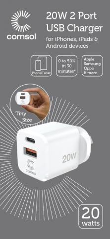 Imagen oficial de Comsol 20W Dual Port USB Wall Charger - sold at Officeworks publicada por OECD 3