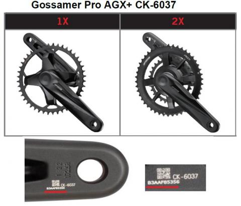 Imagen oficial de Gossamer Pro AGX+ CK-6037 cranksets publicada por OECD