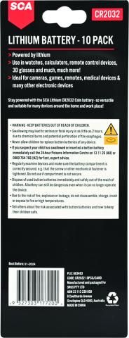 Imagen oficial de SCA lithium battery - 10 Pack CR2032 publicada por OECD 2