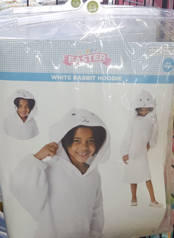 Imagen oficial de Happy Easter White Rabbit Hoodie, Size 6-8 Years publicada por OECD 2