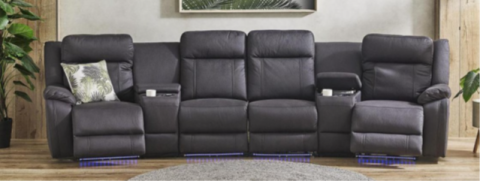 Imagen oficial de Matinee Home Theatre 4 seat sofas with electric cup holders – sold at Harvey Norman publicada por OECD 3