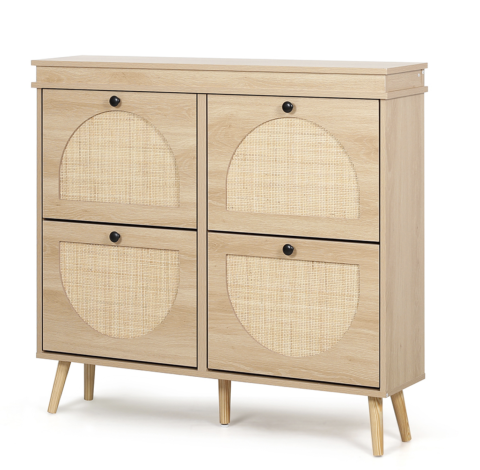 Imagen oficial de Westly Rattan Shoe Cabinet with 4 Doors Oak publicada por OECD
