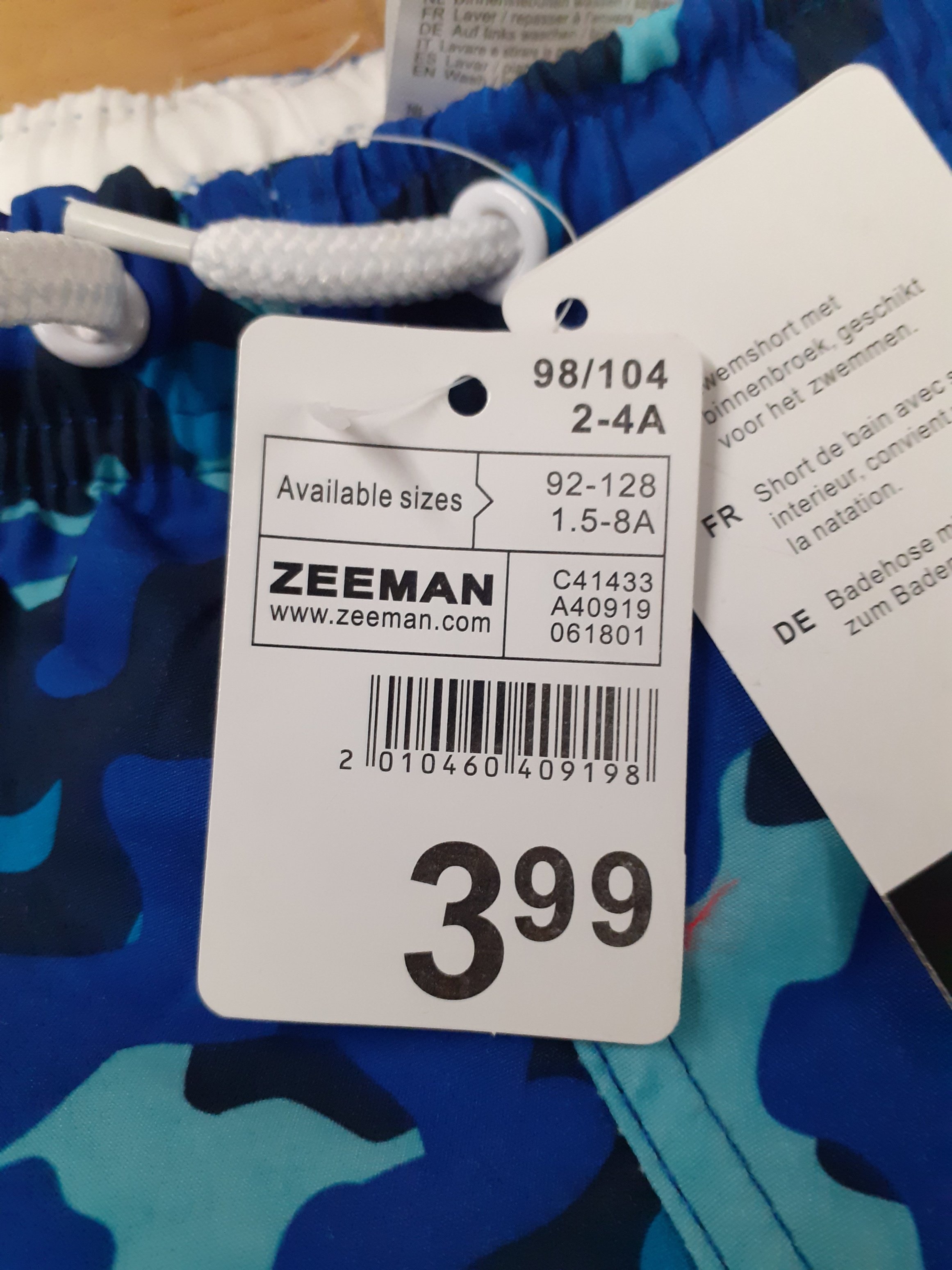 Imagen oficial de Children's swimshort ; Zeeman ; publicada por OECD