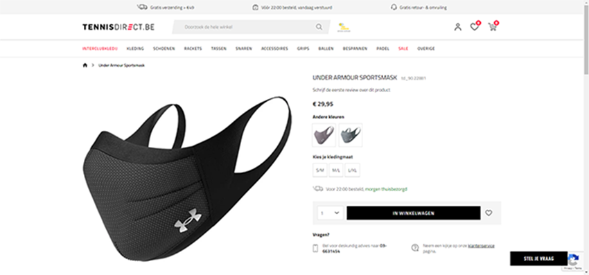 Imagen oficial de Community Face Covering ; Under Armour ; Sportsmask black publicada por OECD