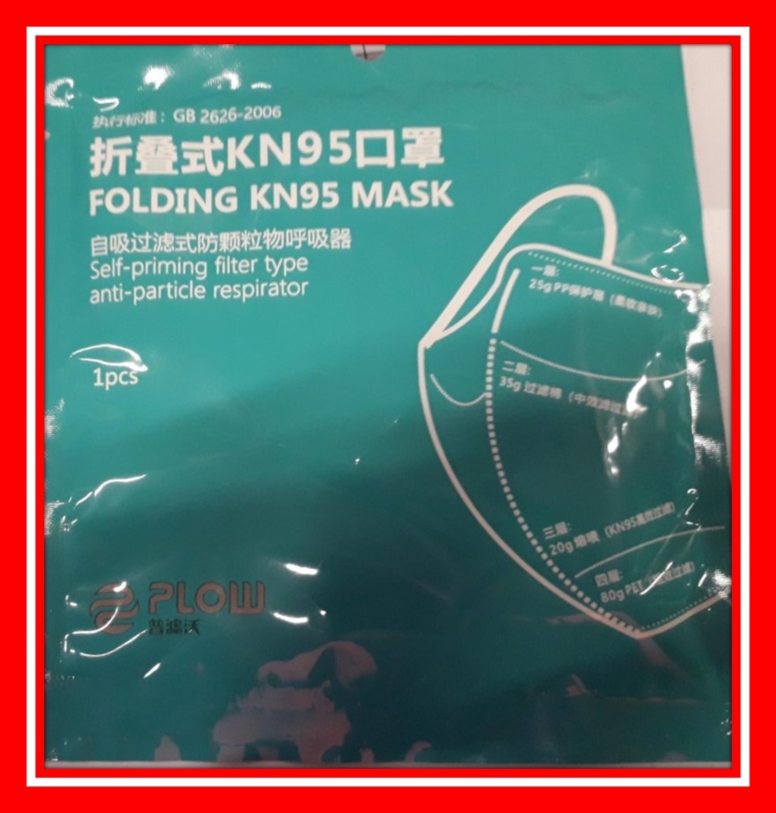 Imagen oficial de Particle filter mask ; PLOW ; Folding KN95 mask publicada por OECD 3