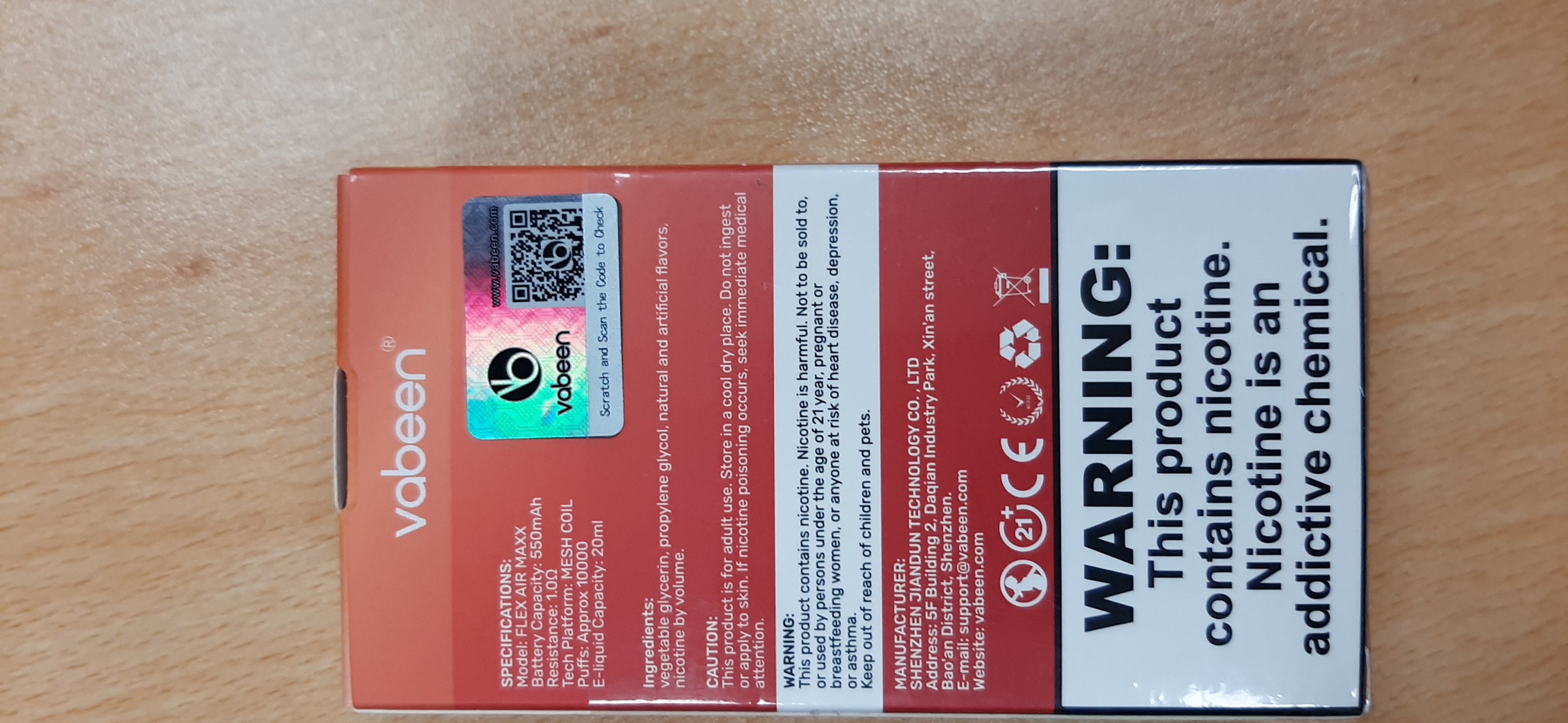 Imagen oficial de Disposable electronic cigarette ; Vabeen ; FLEX AIR MAX publicada por OECD 2
