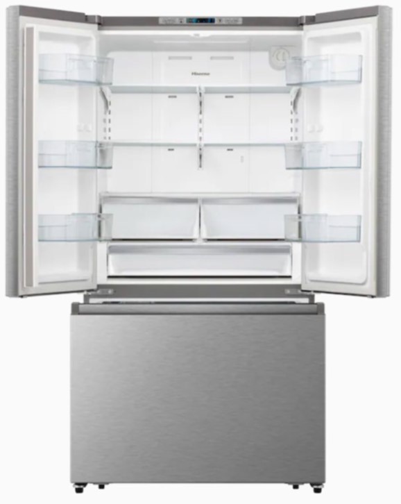 Imagen oficial de 26.6 cubic-foot Hisense brand Bottom Freezer, French Door Refrigerators in Stainless Steel publicada por OECD 2