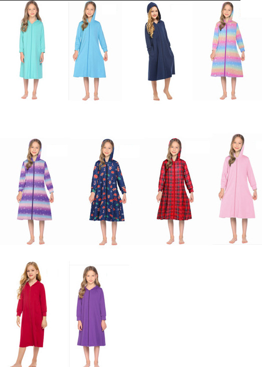 Imagen oficial de Ekouaer Girls Robe Long Sleeve Swim Cover Up Cotton Bathrobe Kids Housecoat Zipper Nightgown with Pockets publicada por OECD