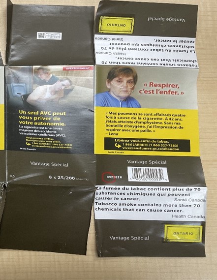 Imagen oficial de One Lot of Vantage Special (Vantage Spécial), King Size, 25 cigarettes publicada por OECD 2
