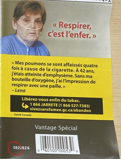 Imagen oficial de One Lot of Vantage Special (Vantage Spécial), King Size, 25 cigarettes publicada por OECD 3