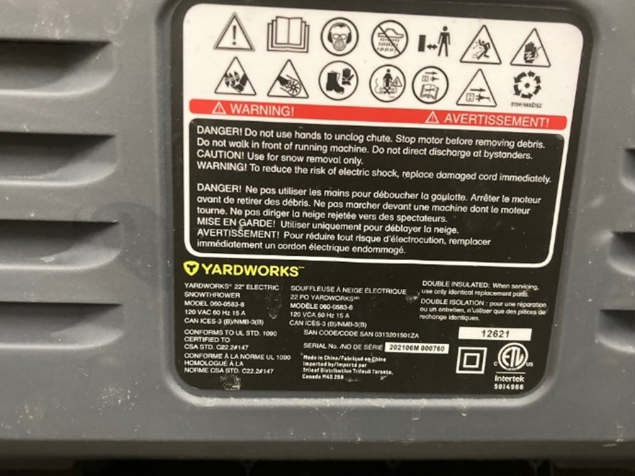 Imagen oficial de Yardworks 15-Amp Electric Corded Snowblower, 22-in publicada por OECD 3
