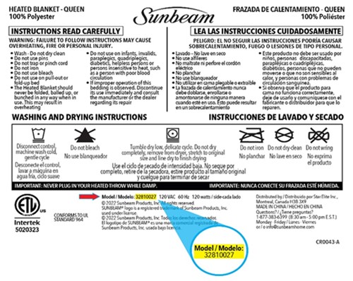 Imagen oficial de Sunbeam® Queen Size Heated Blankets publicada por OECD 2