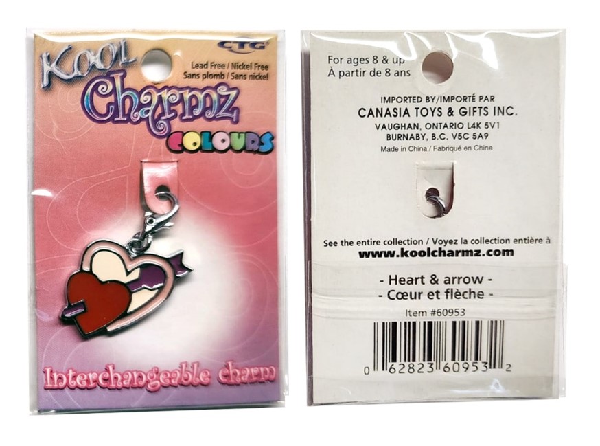 Imagen oficial de Kool Charmz Colours Strawberry, Heart & Arrow, and Apple Interchangeable charm publicada por OECD 2
