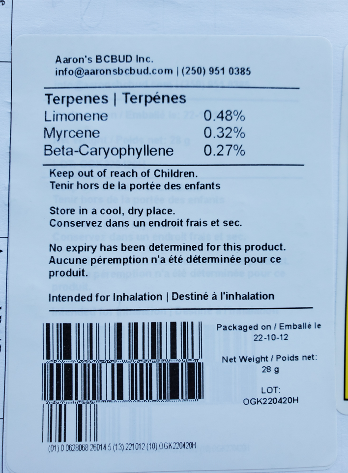 Imagen oficial de Lindsay OG dried cannabis, Lot OGK220420H and Island MKU dried cannabis, Lot MKU230124H publicada por OECD 4