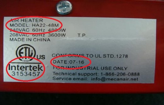 Imagen oficial de Mastercraft, Profusion Heat, Prestige and Matrix Portable Garage Heaters publicada por OECD 3
