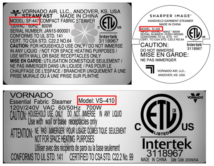 Imagen oficial de Steamfast, Sharper Image and Vornado Brand Handheld Garment Steamers publicada por OECD 8
