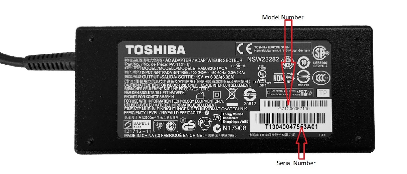 Imagen oficial de Various Toshiba-brand AC adapters publicada por OECD 2
